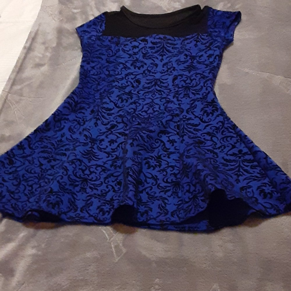 Royal blue and black flowy dress